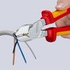 KNIPEX 74 06 250 T High Leverage Diagonal Cutter insulated with multi-component grips, VDE-tested with integrated insulated tether attachment point for a tool tether chrome-plated 250 mm