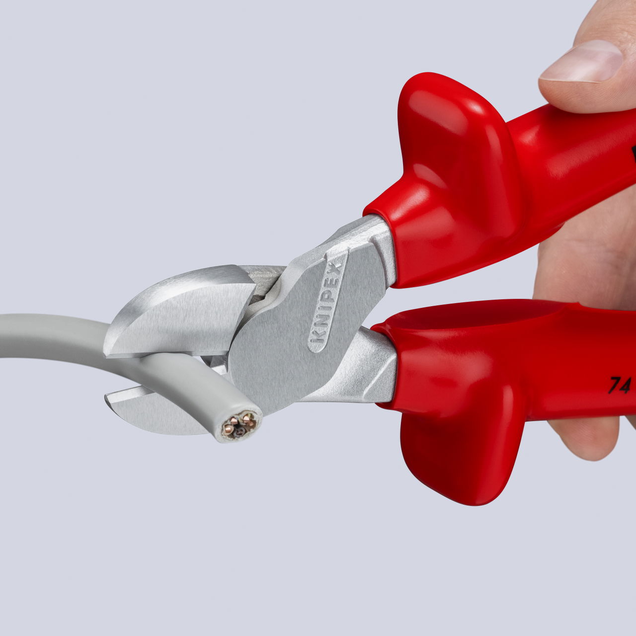 KNIPEX 74 07 250 High Leverage Diagonal Cutter with dipped insulation, VDE-tested chrome-plated 250 mm – Image 4 of 5