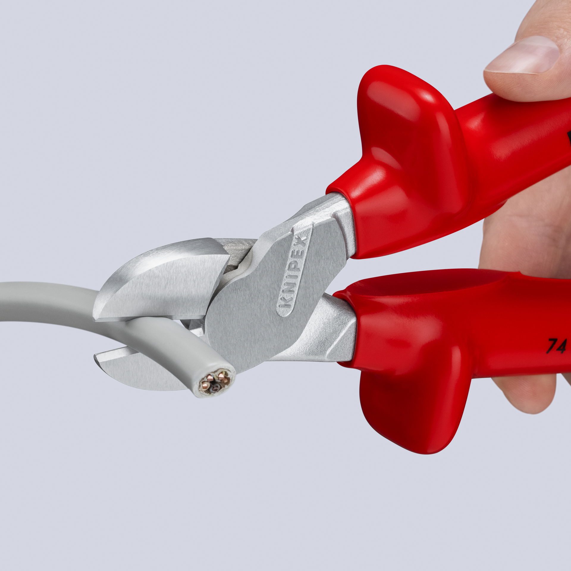 KNIPEX 74 07 250 High Leverage Diagonal Cutter with dipped insulation, VDE-tested chrome-plated 250 mm – Image 4 of 5