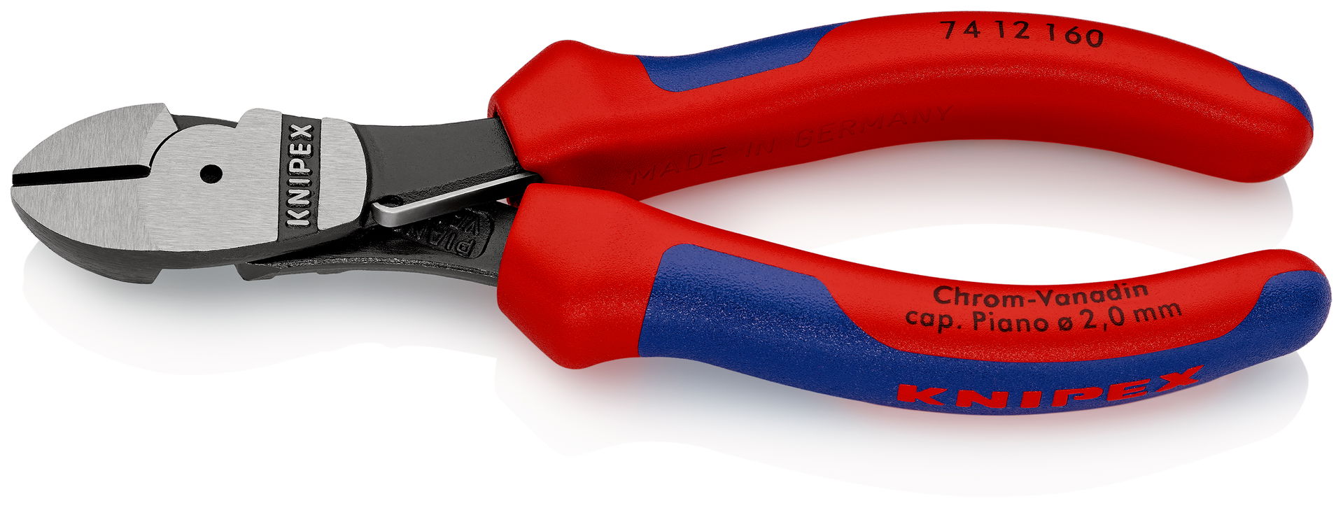 KNIPEX 74 12 160 High Leverage Diagonal Cutter with multi-component handles black atramentized 160 mm