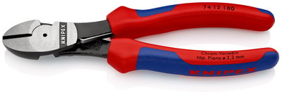 KNIPEX 74 12 180 SB High Leverage Diagonal Cutter with multi-component grips black atramentized 180 mm (self-service card/blister)