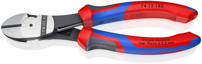 KNIPEX 74 12 180 High Leverage Diagonal Cutter with comfort handles black atramentized 180 mm