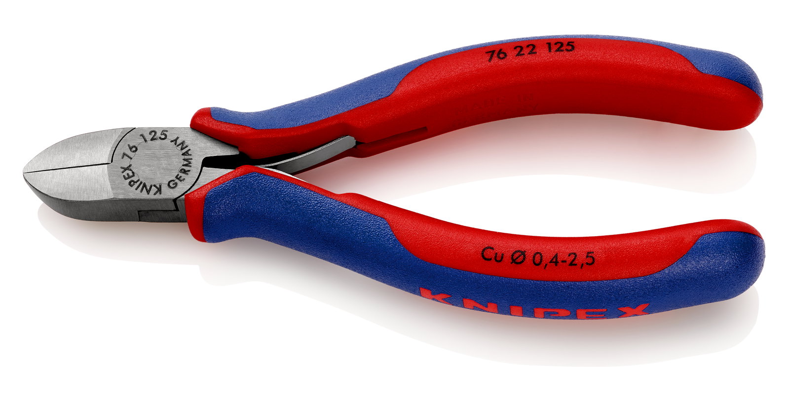 KNIPEX 76 22 125 Diagonal Cutter for electromechanics with multi-component handles black atramentized 125 mm