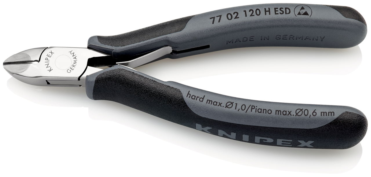 KNIPEX 77 02 120 H ESD Electronics Diagonal Cutter with carbide cutting edges ESD with multi-component handles 120 mm