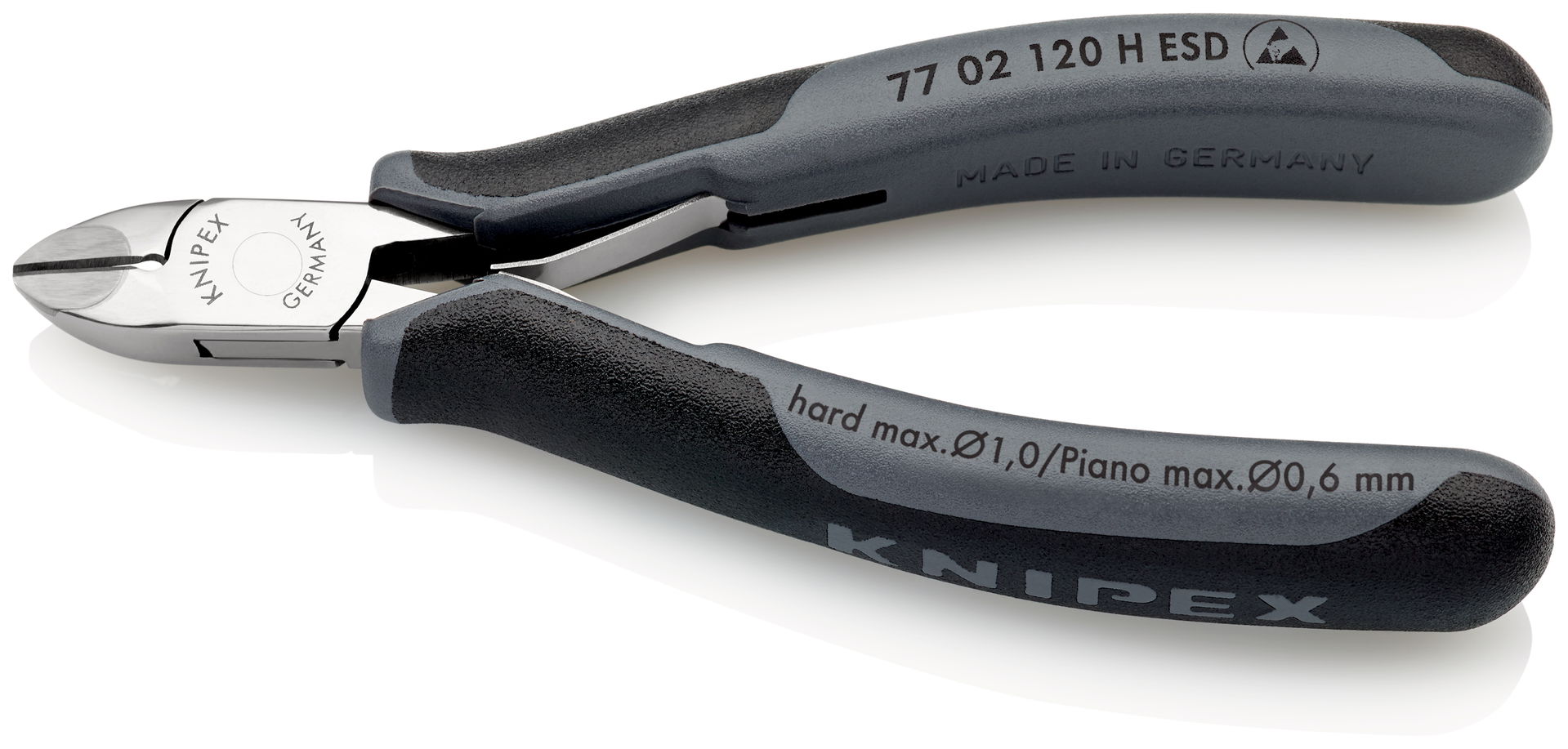 KNIPEX 77 02 120 H ESD Electronics Diagonal Cutter with carbide cutting edges ESD with multi-component handles 120 mm