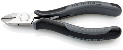 KNIPEX 77 02 135 H ESD Electronics Diagonal Cutter with carbide cutting edges ESD with multi-component grips 135 mm