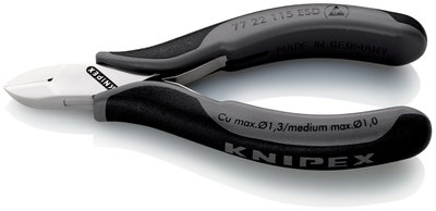 KNIPEX 77 22 115 ESD Electronics Diagonal Cutters ESD with multi-component grips 115 mm