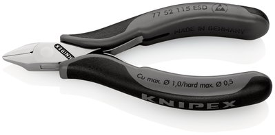 KNIPEX 77 52 115 ESD Electronics Diagonal Cutters ESD with multi-component grips 115 mm