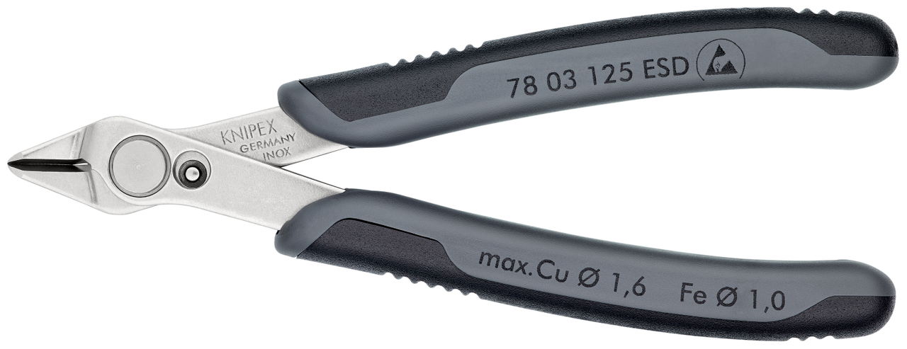KNIPEX 78 03 125 ESD Electronic Super Knips® ESD with multi-component handles 125 mm