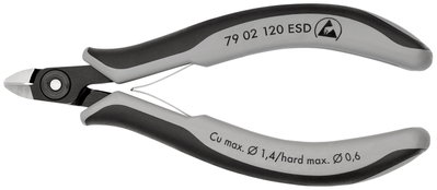 KNIPEX 79 02 120 ESD Precision Electronics Side Cutter ESD with multi-component grips burnished 120 mm