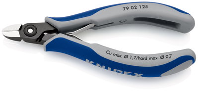 KNIPEX 79 02 125 SB Precision Electronics Diagonal Cutter with multi-component grips burnished 125 mm (self-service card/blister)
