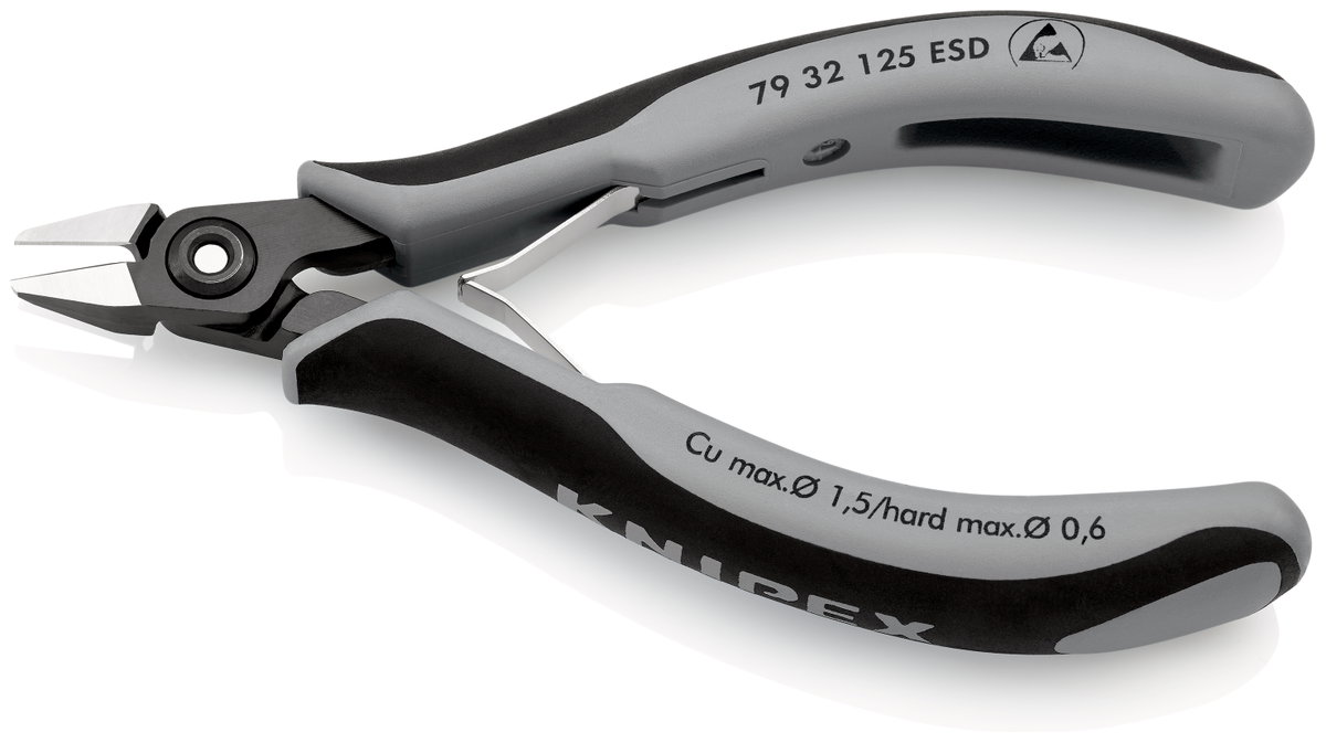 KNIPEX 79 32 125 ESD Precision Electronics Side Cutter ESD with multi-component handles burnished 125 mm – Image 2 of 3