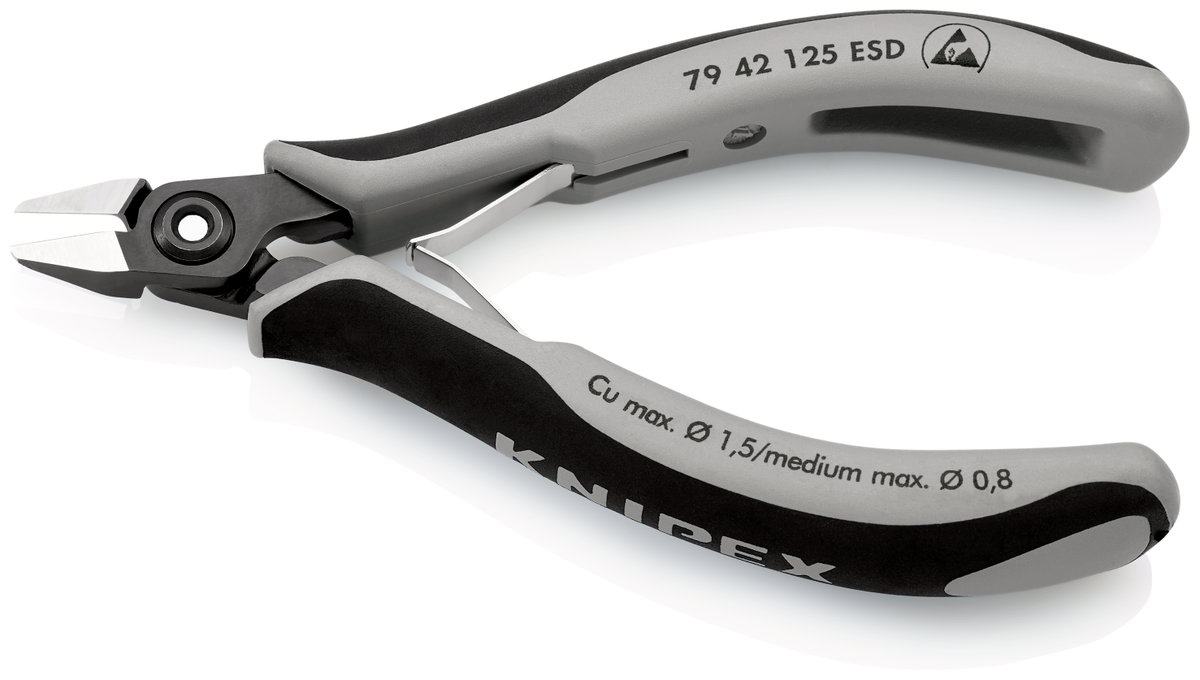 KNIPEX 79 42 125 ESD Precision Electronics Side Cutter ESD with multi-component handles burnished 125 mm – Image 2 of 3