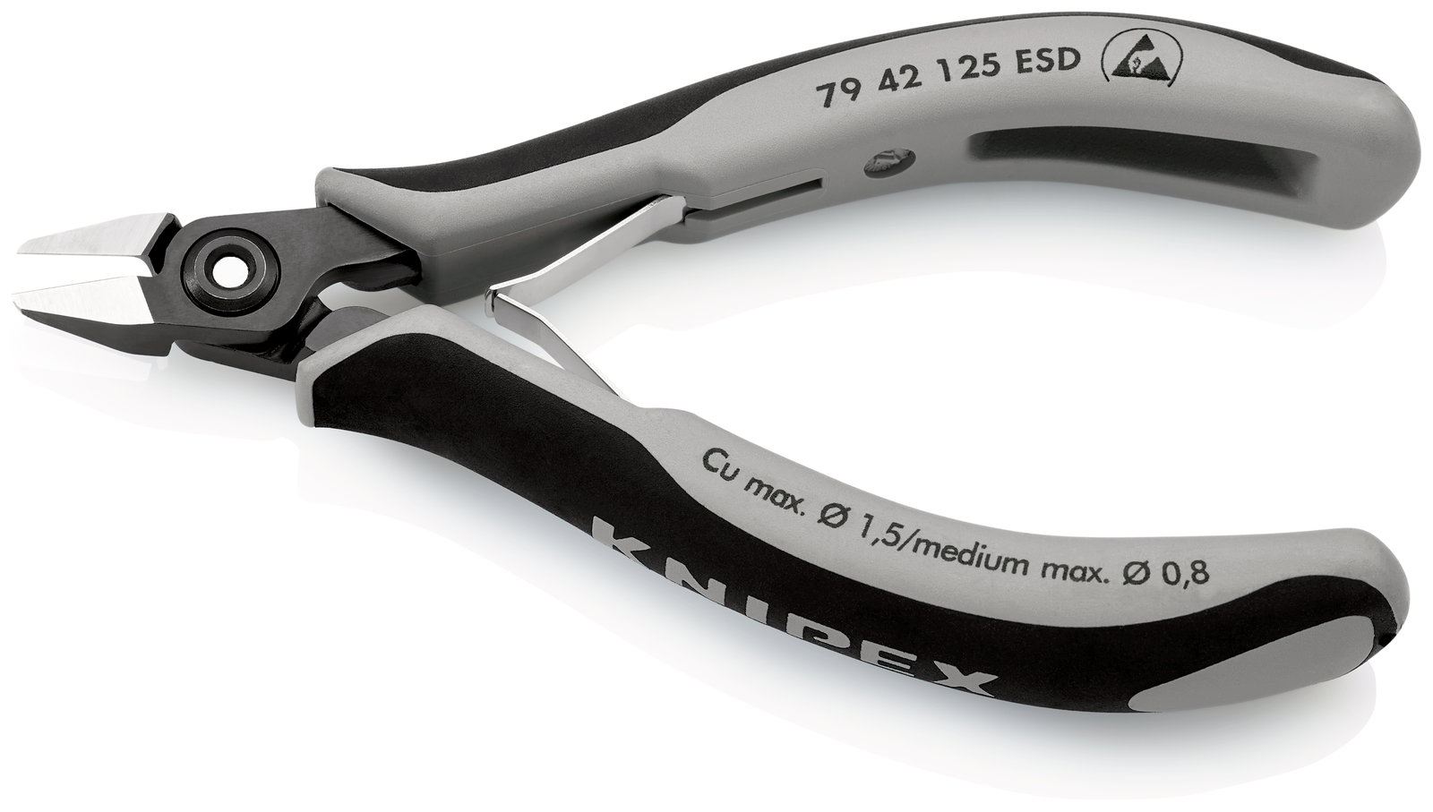 KNIPEX 79 42 125 ESD Precision Electronics Side Cutter ESD with multi-component handles burnished 125 mm – Image 2 of 3