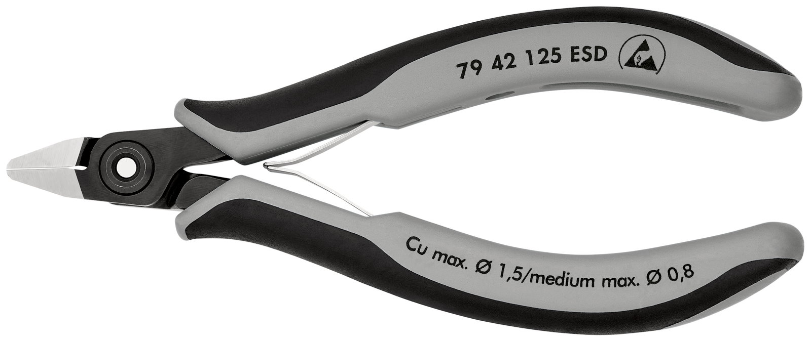 KNIPEX 79 42 125 ESD Precision Electronics Side Cutter ESD with multi-component handles burnished 125 mm