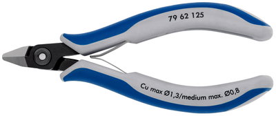 KNIPEX 79 62 125 Precision Electronics Diagonal Cutter with multi-component grips burnished 125 mm