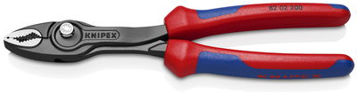 KNIPEX 82 02 200 SB TwinGrip Slip Joint Pliers with multi-component grips black atramentized 200 mm