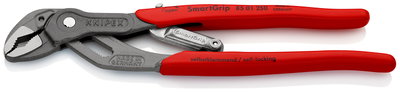 KNIPEX 85 01 250 SB SmartGrip® Water Pump Pliers with automatic adjustment with non-slip plastic coating grey atramentized 250 mm (self-service card/blister)