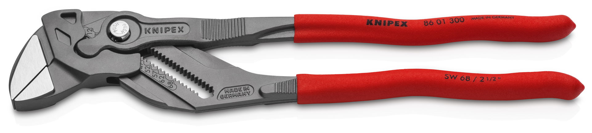 KNIPEX 86 01 300 Pliers Wrench pliers and a wrench in a single tool with non-slip plastic coating grey atramentized 300 mm