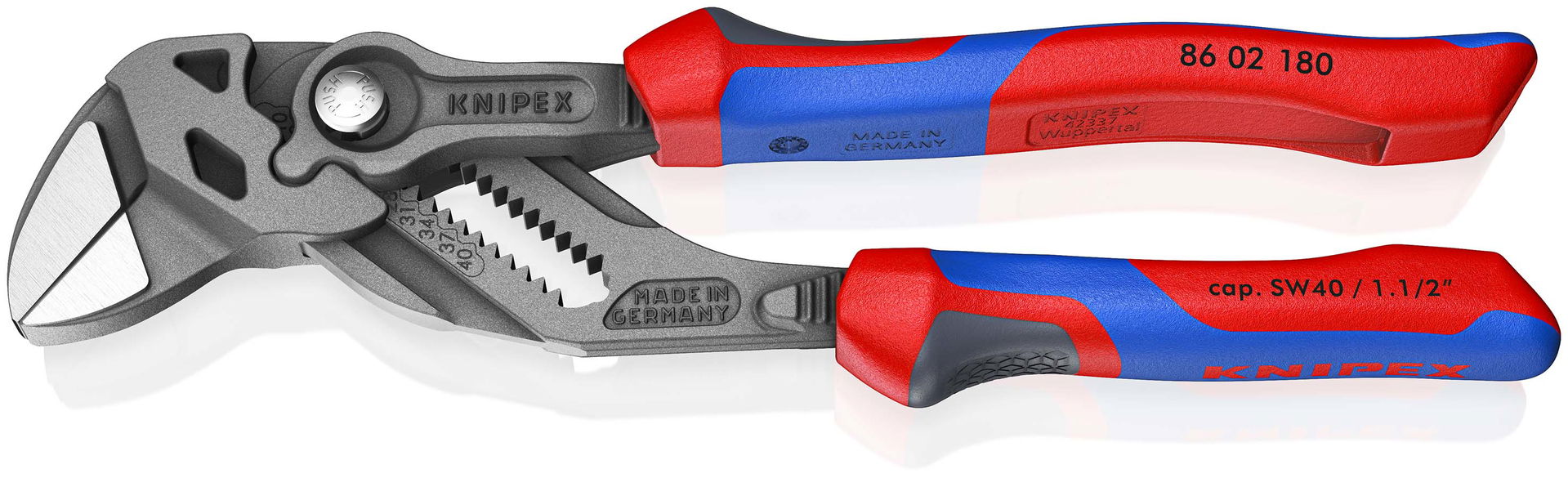 KNIPEX 86 02 180 Pliers Wrench pliers and a wrench in a single tool with comfort handles grey atramentized 180 mm