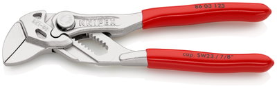 KNIPEX 86 03 125 Mini pliers wrench pliers and a wrench in a single tool plastic coated chrome-plated 125 mm