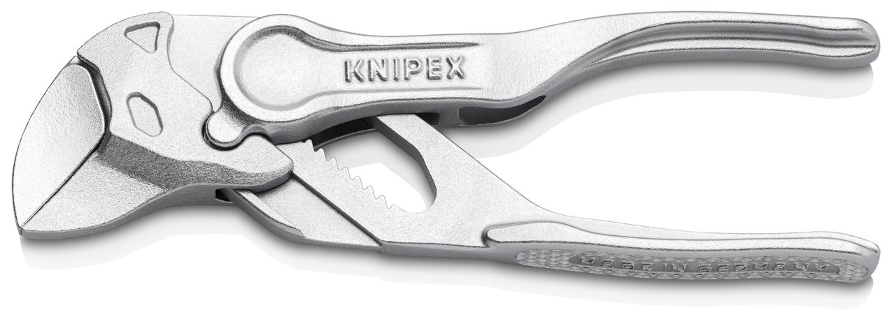 KNIPEX 86 04 100 Pliers Wrench XS pliers and a wrench in a single tool embossed, rough surface chrome-plated 100 mm