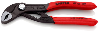 KNIPEX 87 01 125 Cobra® High-Tech Water Pump Pliers with non-slip plastic coating grey atramentized 125 mm