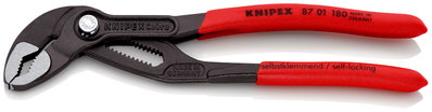 KNIPEX 87 01 180 Cobra® High-Tech Water Pump Pliers with non-slip plastic coating grey atramentized 180 mm