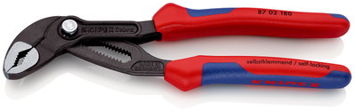 KNIPEX 87 02 180 Cobra® High-Tech Water Pump Pliers with multi-component grips grey atramentized 180 mm