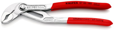 KNIPEX 87 03 180 Cobra® High-Tech Water Pump Pliers with non-slip plastic coating chrome-plated 180 mm