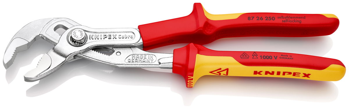 KNIPEX 87 26 250 Cobra® VDE High-Tech Water Pump Pliers, insulated insulated with multi-component grips, VDE-tested chrome-plated 250 mm – Image 2 of 6