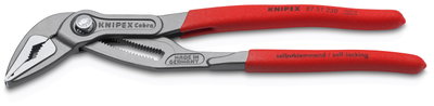 KNIPEX 87 51 250 SB Cobra® ES Water Pump Pliers extra-slim with non-slip plastic coating grey atramentized 250 mm