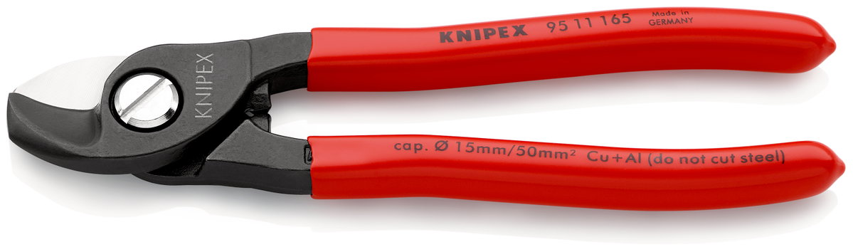 KNIPEX 95 11 165 Cable Shears with plastic coating burnished 165 mm