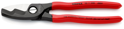 KNIPEX 95 11 200 Cable Shears with twin cutting edge plastic coated burnished 200 mm