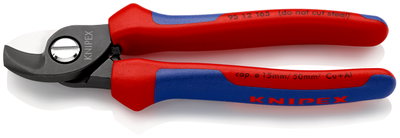 KNIPEX 95 12 165 Cable Shears with multi-component grips burnished 180 mm
