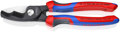 KNIPEX 95 12 200 Cable Shears with twin cutting edge with comfort handles burnished 200 mm