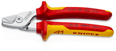 KNIPEX 95 16 160 StepCut Cable Shears insulated with multi-component grips, VDE-tested chrome-plated 160 mm