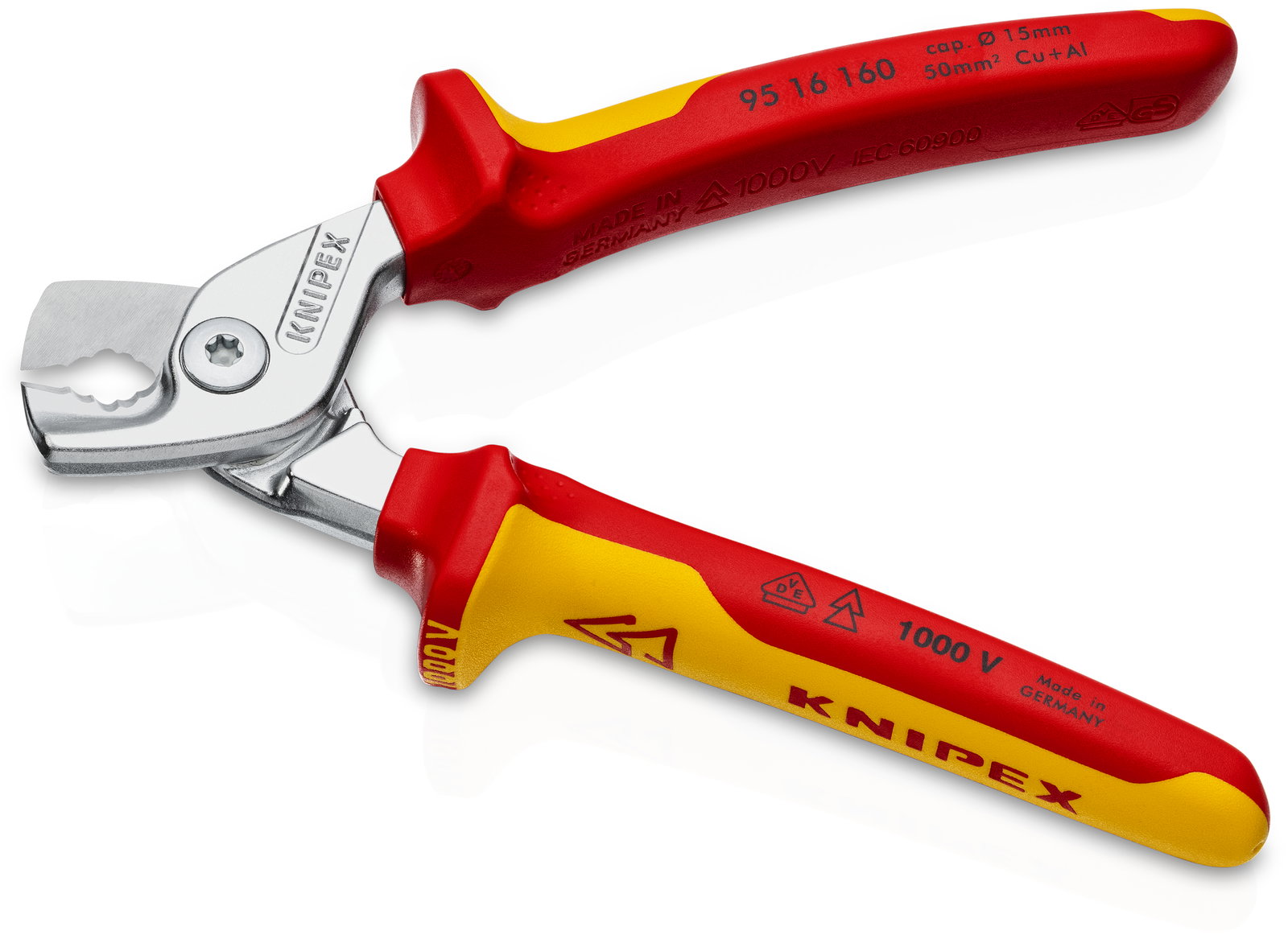 KNIPEX 95 16 160 StepCut® Cable Shears insulated with multi-component grips, VDE-tested chrome-plated 160 mm – Image 2 of 7