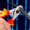 KNIPEX 95 16 165 T Cable Shears insulated with multi-component grips, VDE-tested with integrated insulated tether attachment point for a tool tether chrome-plated 165 mm