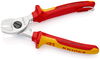 KNIPEX 95 16 165 T Cable Shears insulated with multi-component grips, VDE-tested with integrated insulated tether attachment point for a tool tether chrome-plated 165 mm