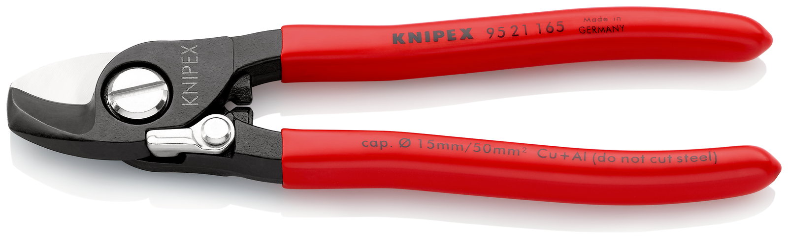 KNIPEX 95 21 165 SB Cable Shears With opening spring with plastic coating burnished 165 mm
