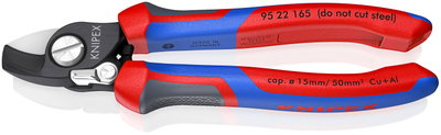 KNIPEX 95 22 165 Cable Shears With opening spring with comfort handles burnished 165 mm