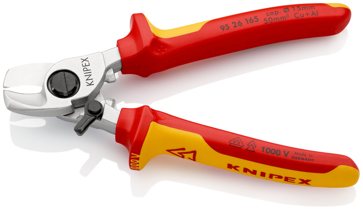 KNIPEX 95 26 165 Cable Shears With opening spring insulated with multi-component grips, VDE-tested chrome-plated 165 mm – Image 2 of 6