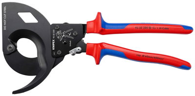 KNIPEX 95 32 320 Cable Cutter (ratchet principle, 3-stage) with multi-component handles black atramentized 320 mm