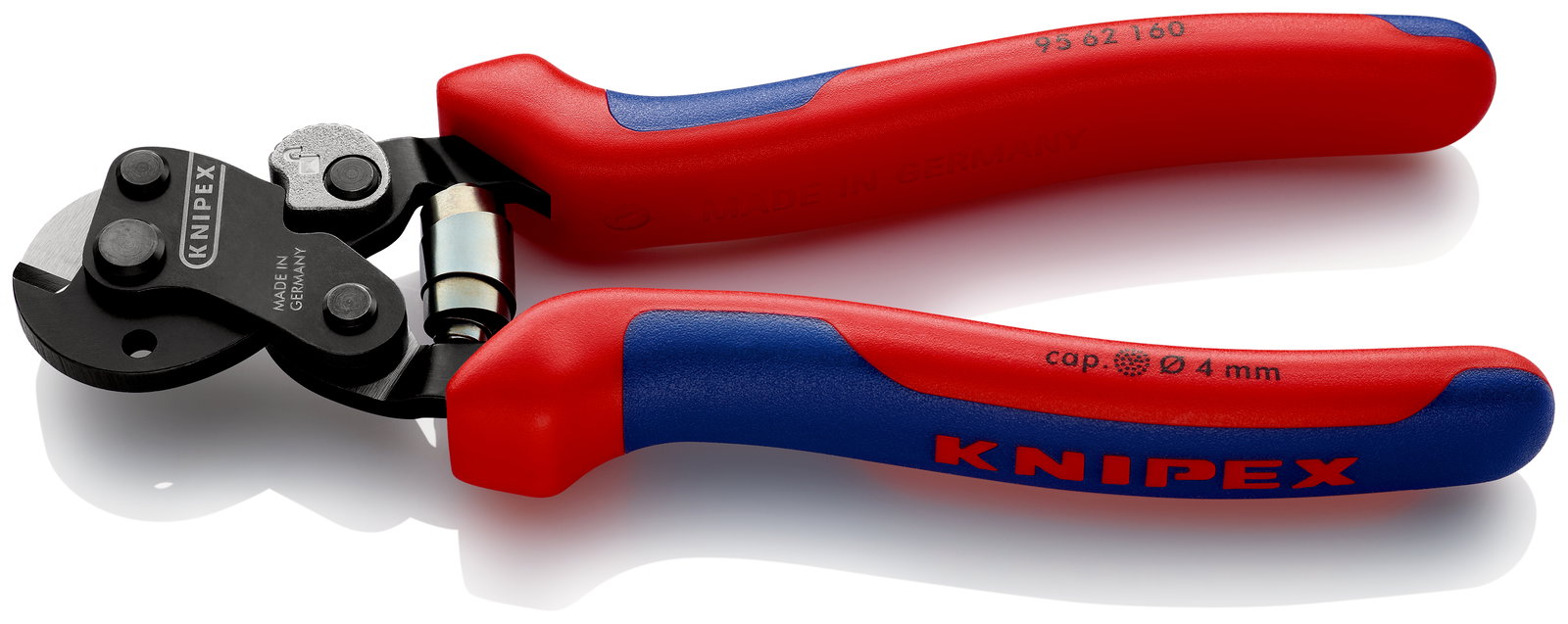 KNIPEX 95 62 160 Wire Rope Cutter also for high-strength wire rope with multi-component handles burnished 160 mm