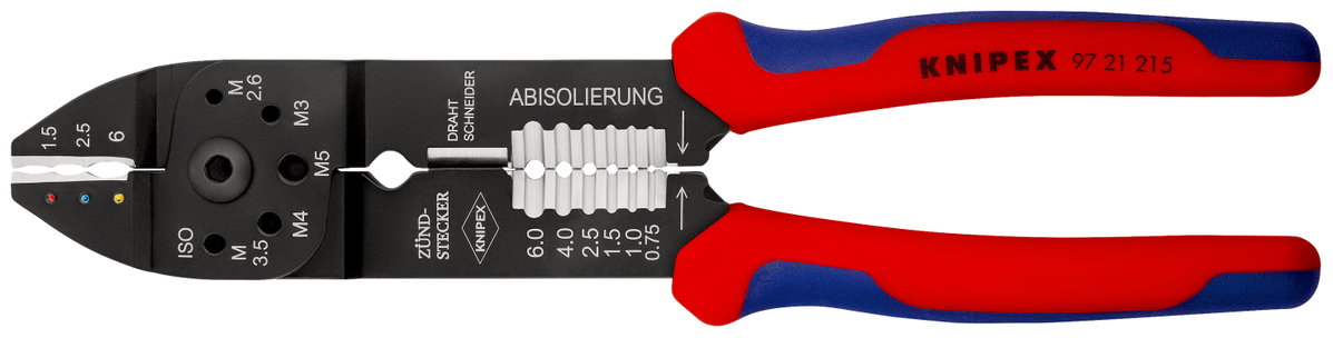 KNIPEX 97 21 215 Crimping Pliers with multi-component handles black lacquered 230 mm
