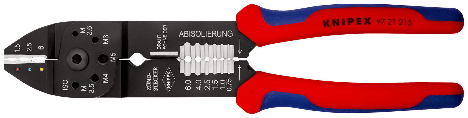 KNIPEX 97 21 215 Crimping Pliers with multi-component handles black lacquered 230 mm