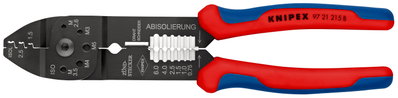 KNIPEX 97 21 215 B Crimping Pliers with multi-component grips black lacquered 230 mm