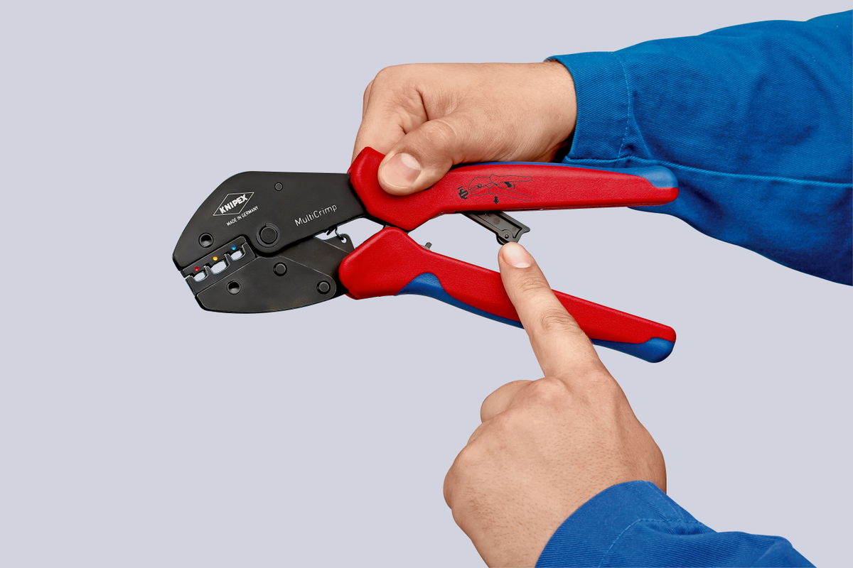 KNIPEX 97 33 01 MultiCrimp® Crimping Pliers with changer magazine with multi-component handles burnished 250 mm – Image 3 of 4