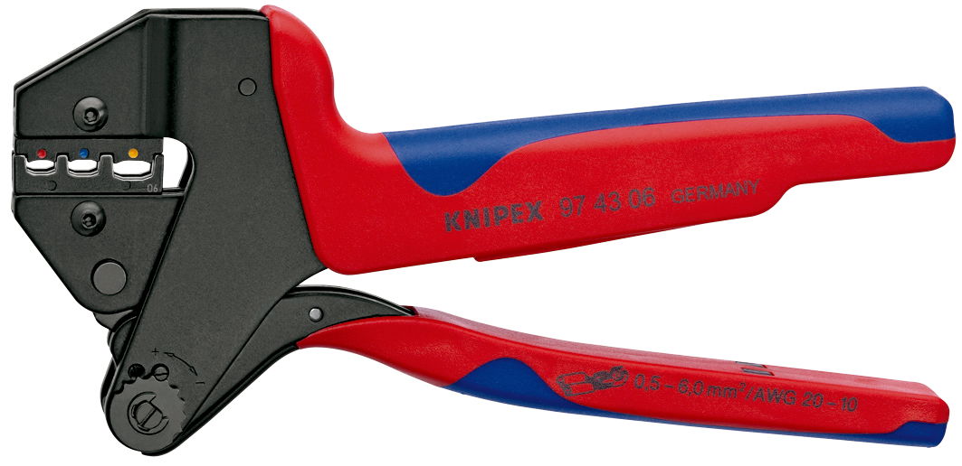 KNIPEX 97 43 06 Crimp System Pliers For insulated terminals and plug types with multi-component handles burnished 200 mm